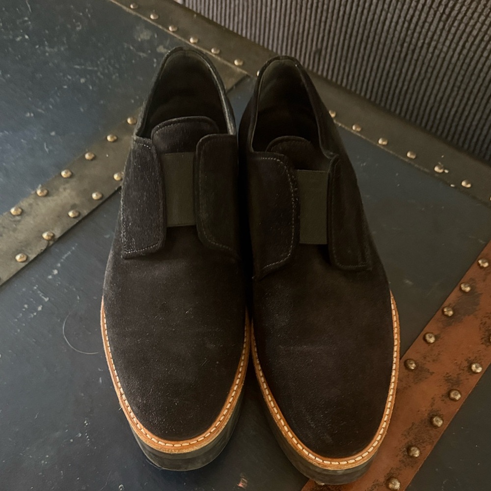 Vince Black suede Davy platform slip on- Loafers